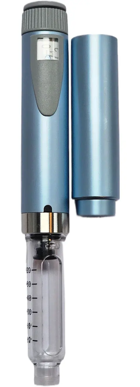 A light-blue RefillPen shown with the cap off
